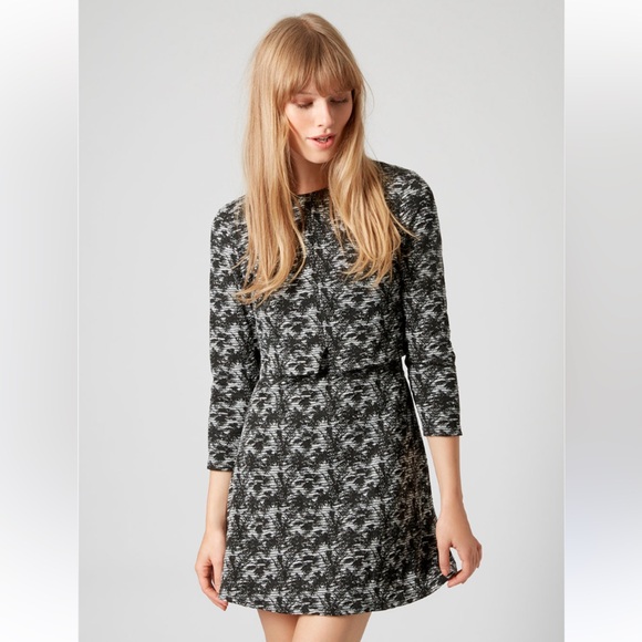 Topshop Black and Gray 3 quarter  Sleeve overlay Dress - Picture 5 of 12